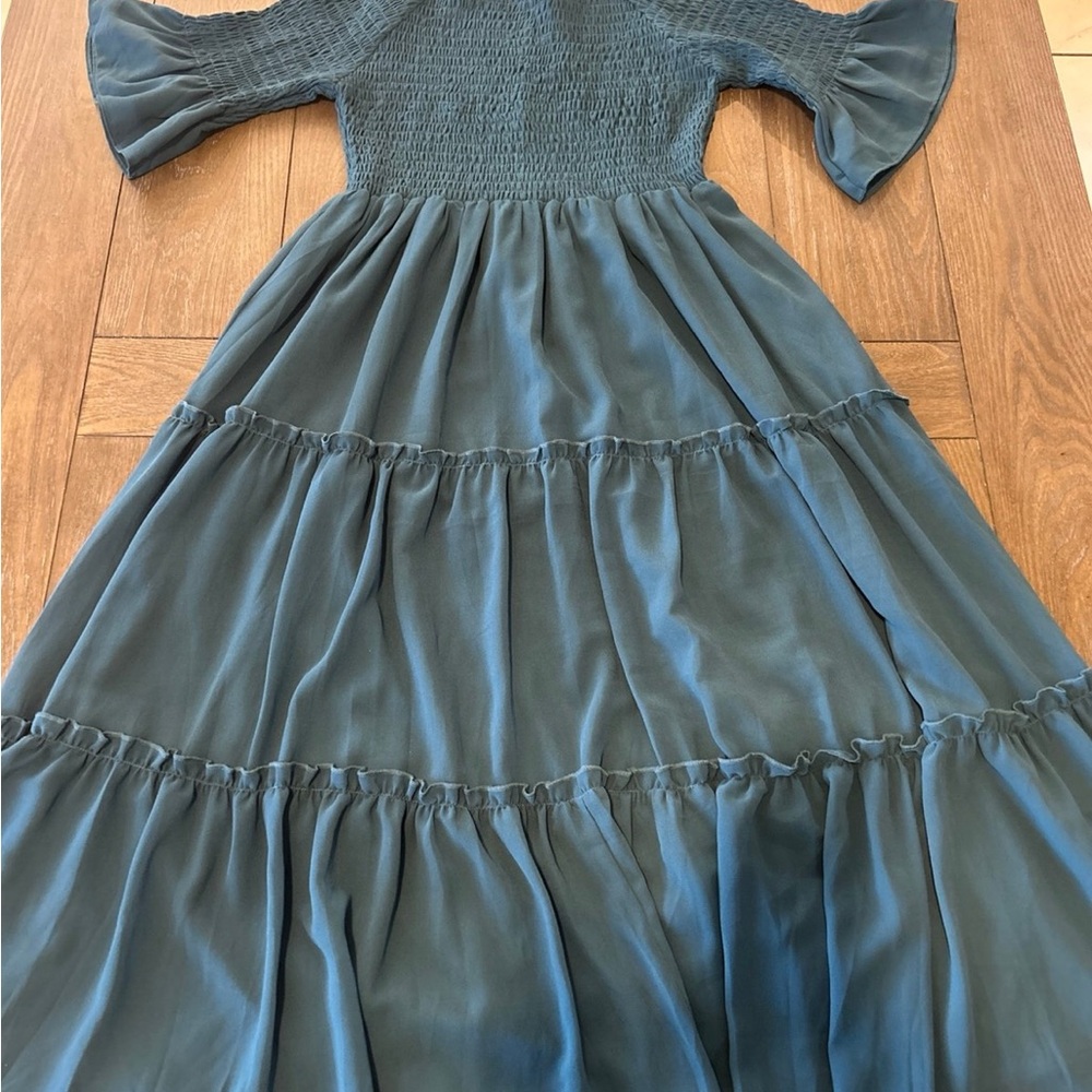 JessaKae Teal Tiered Maxi Dress